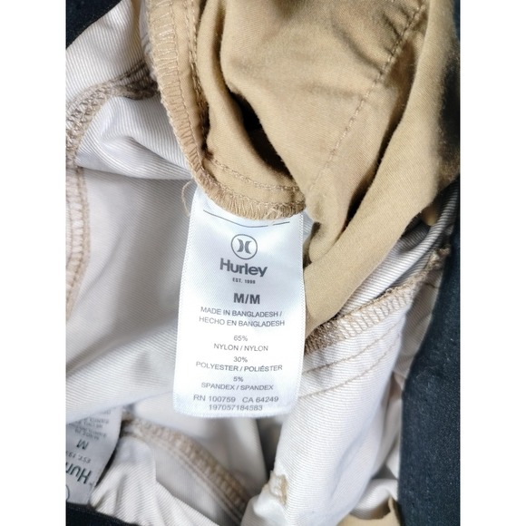 Hurley Pants Mens Medium Tan Jogger Nylon Blend Elastic Waist Cuffed Casual - Picture 5 of 16